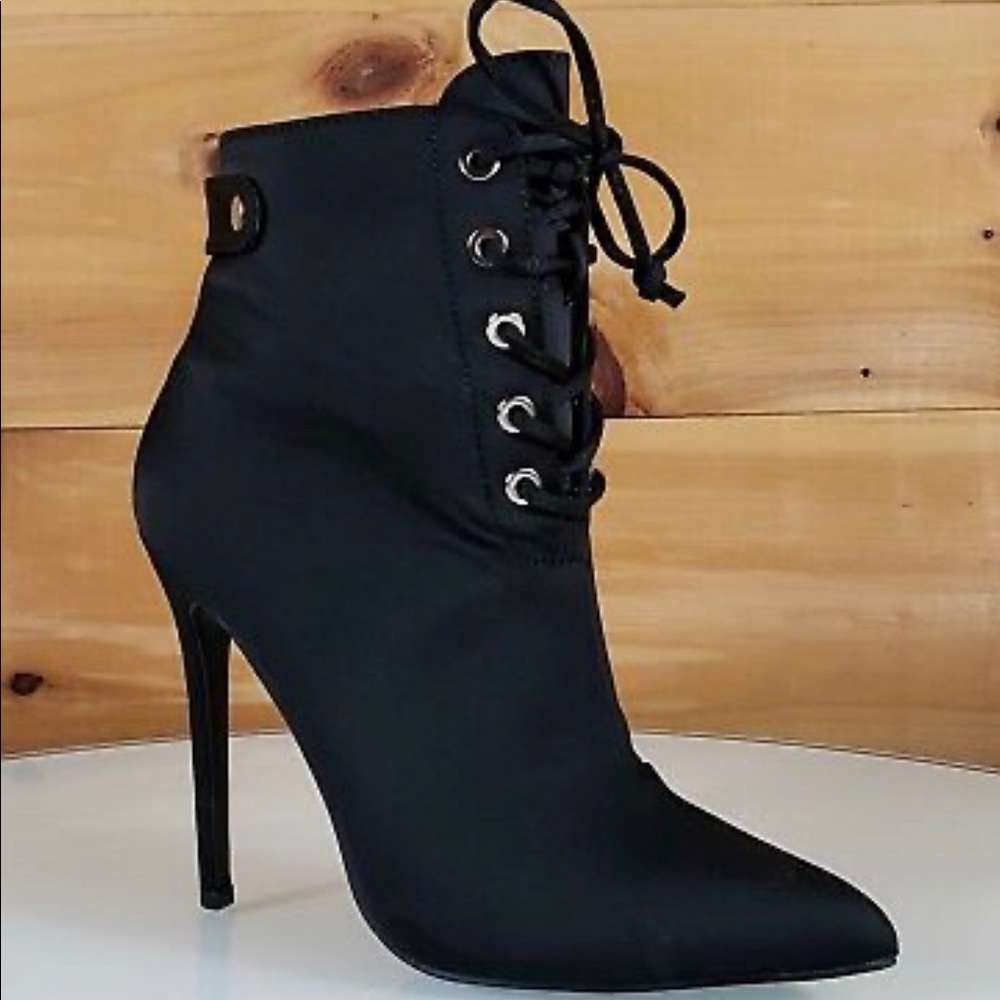 Briana black satin boots